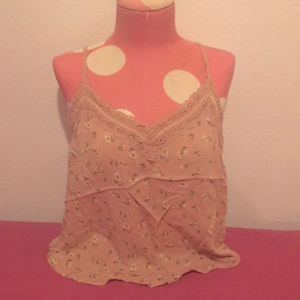 Hollister Pink Floral Cropped Tank Top